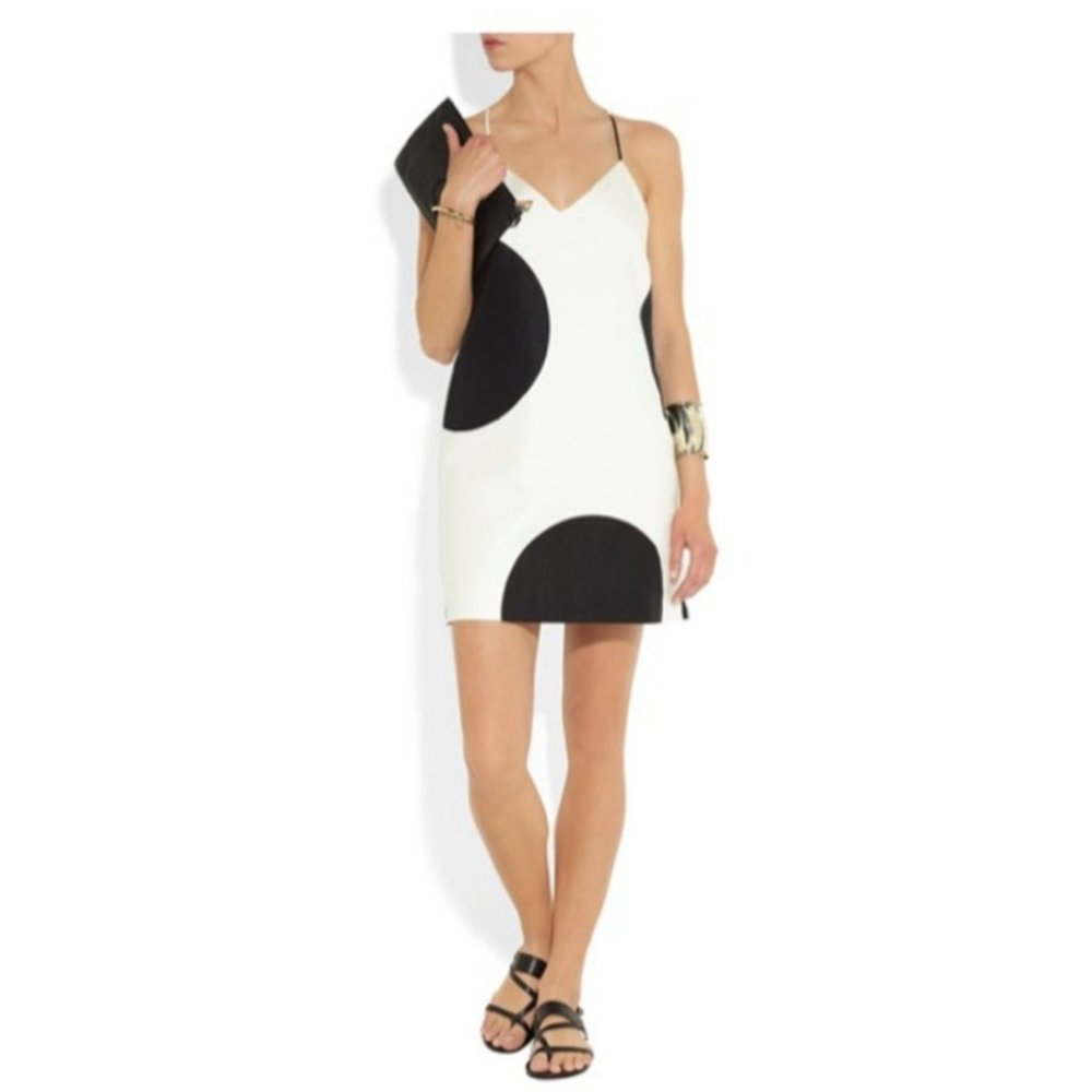 J.CREW Carrie Big Dot Linen Mini Dress White Navy Size 8 EUC!